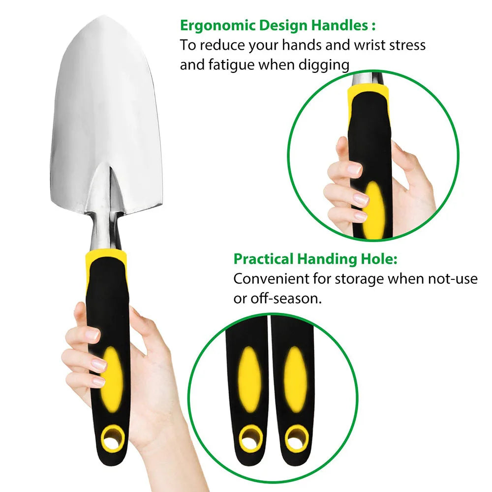 4 pack Garden Tool Set with Trowel x2 , Cultivator Hand Rake, Gardening Gloves with grip for weeding.